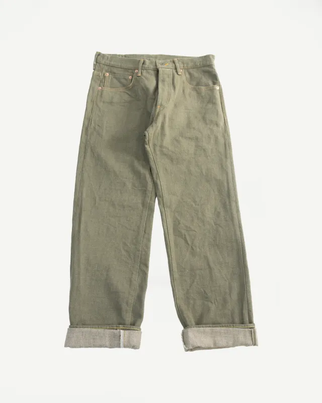 266-OLD18 - 18oz "Olive Denim" Selvedge Jeans - Relax Straight made by Dant