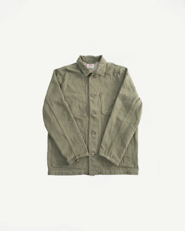 03502-OLD18 - 18oz "Olive Denim" Selvedge Jacket - Coverall made by Oni