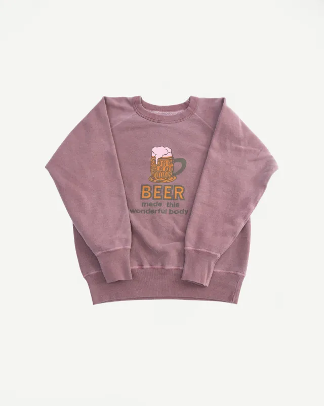 "Beer" Faded Print Sweatshirt - PD Bordeaux sold by Dant