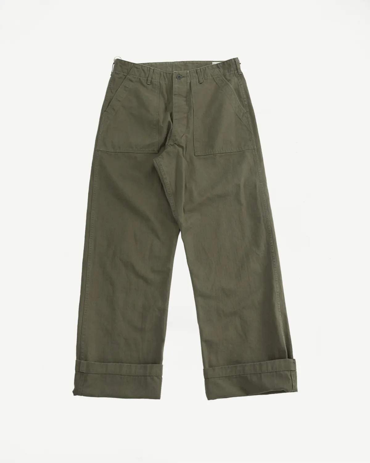 03-V5002-76k - Vintage Fit Fatigue Pants Herringbone Twill - Army Green sold by Dant