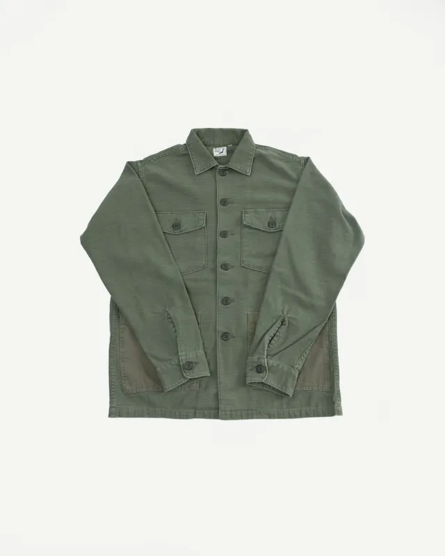03-8345-77s - 4-Pocket Fatigue Shirt Reverse Sateen - Dark Olive Stone made by orSlow