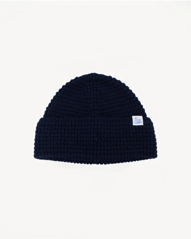 MWBN06.51 - Waffle Structure Sturdy Beanie Merino Wool - Dark Navy made by Merz B. Schwanen