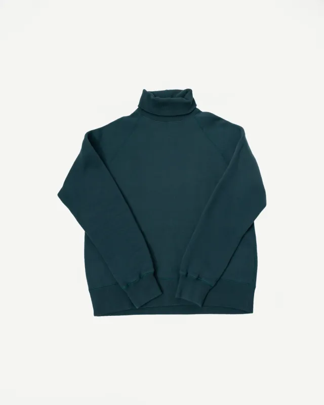LCS1006 - Super Fluffy Knit Raglan Turtleneck - Vintage Forest Green made by Loop & Weft