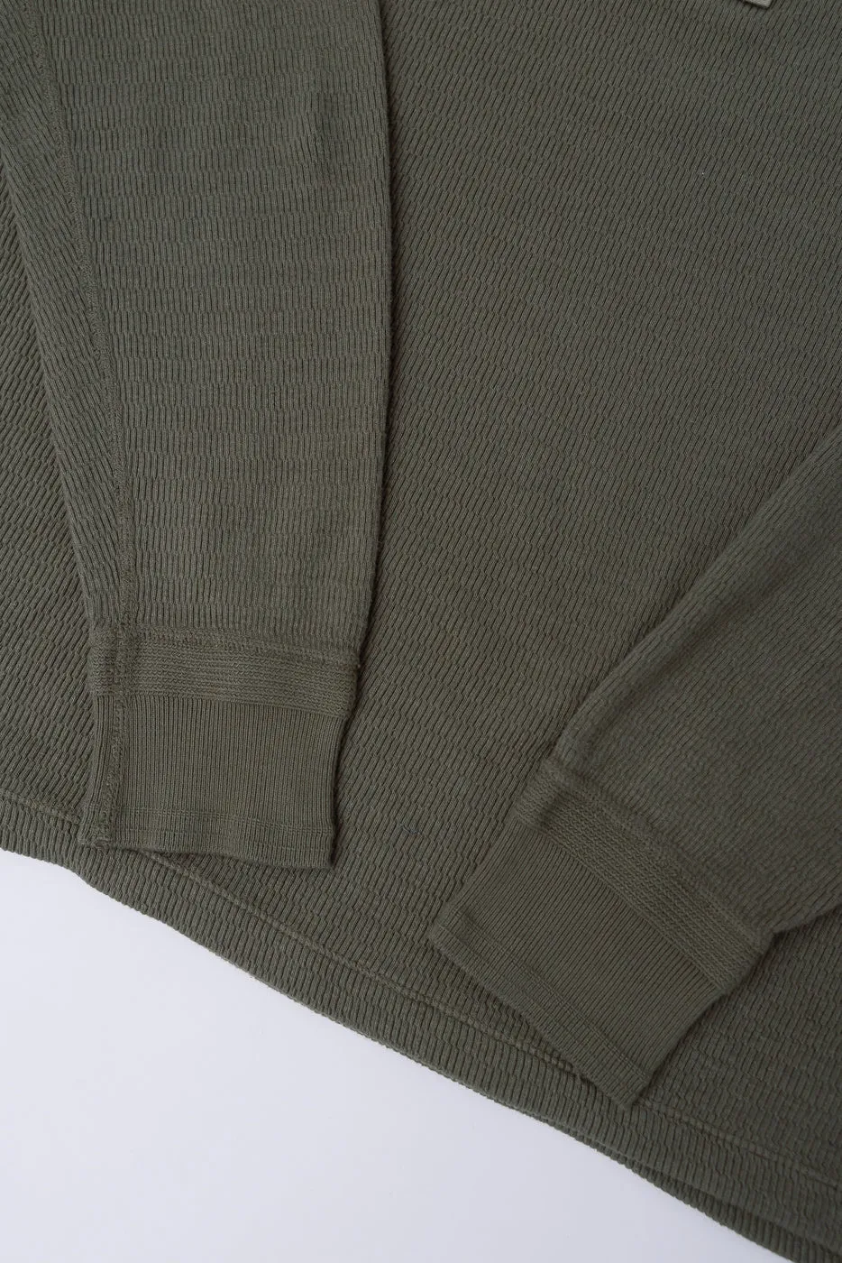 LRH1041 - Supima Long Sleeve Honeycomb Knit Henleyneck Thermal - Army Olive sold by Dant product image thumbnail 3