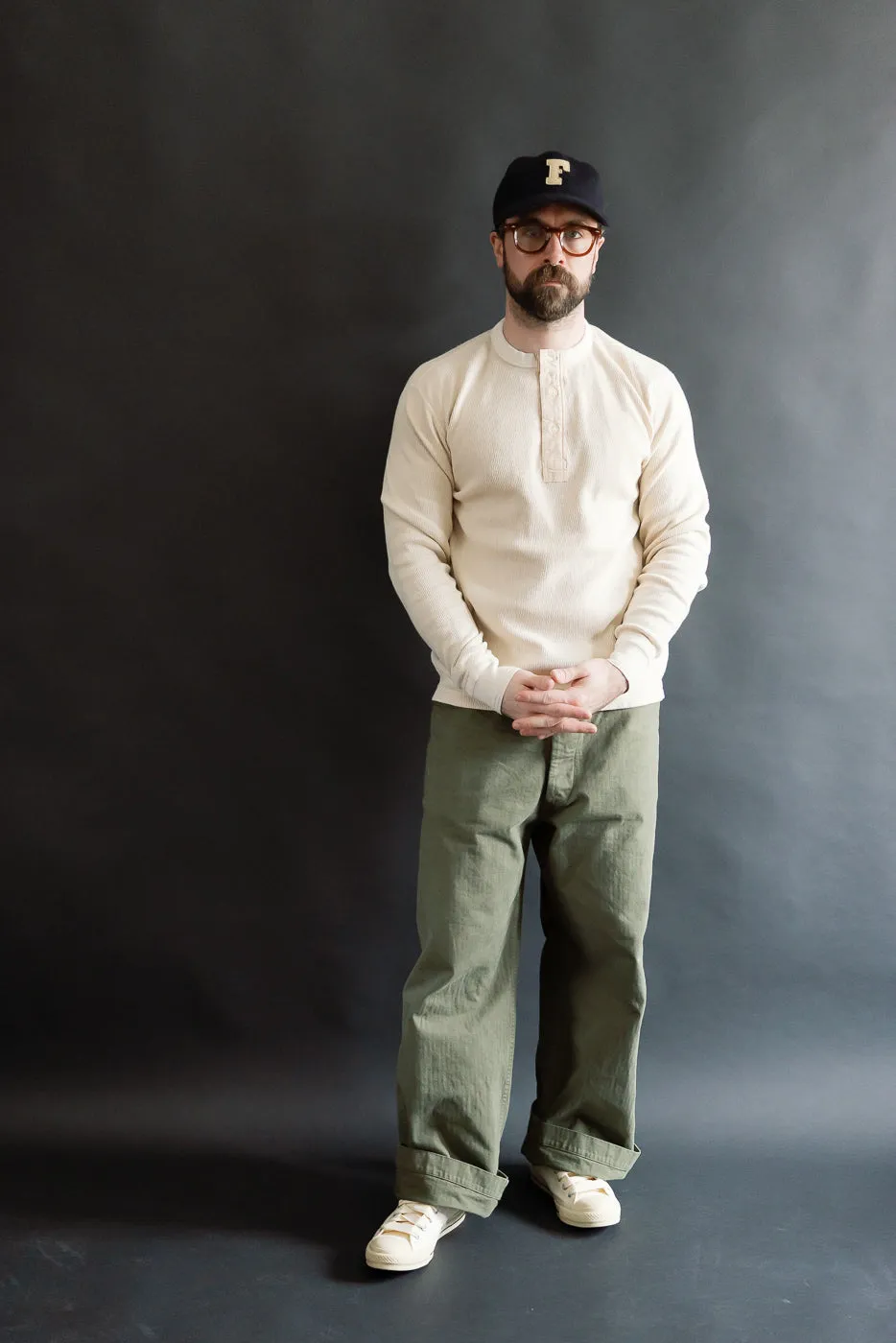 LRH1041 - Supima Long Sleeve Honeycomb Knit Henleyneck Thermal - Vintage Ivory sold by Dant product image thumbnail 5