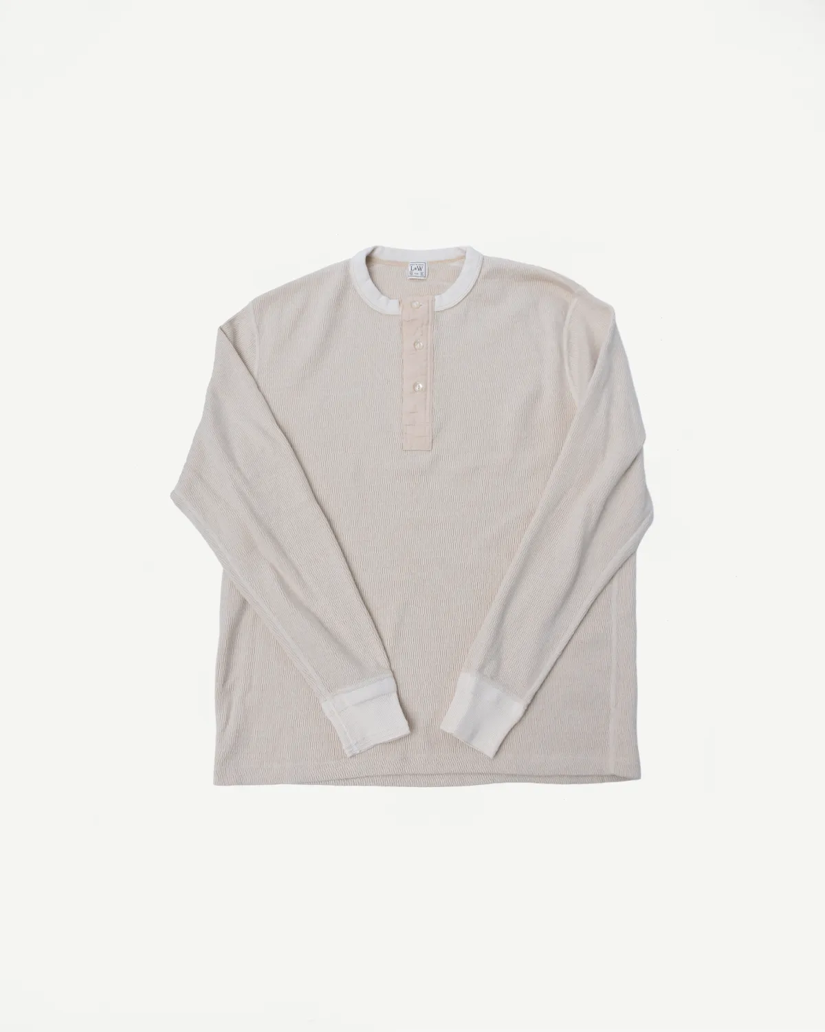 LRH1041 - Supima Long Sleeve Honeycomb Knit Henleyneck Thermal - Vintage Ivory sold by Dant