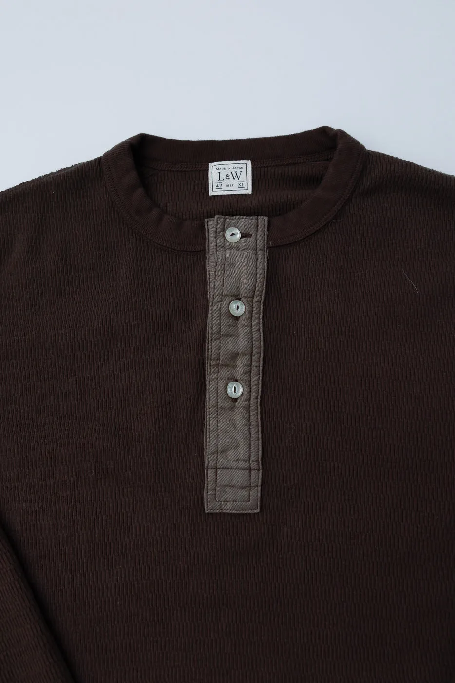 LRH1041 - Supima Long Sleeve Honeycomb Knit Henleyneck Thermal - Oak Brown sold by Dant product image thumbnail 2