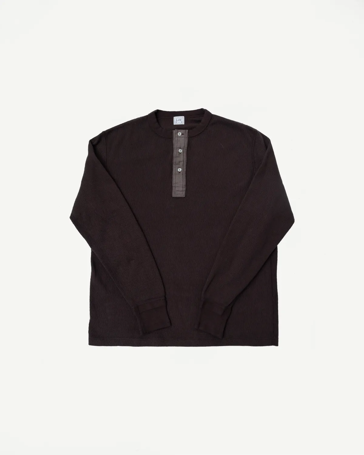 LRH1041 - Supima Long Sleeve Honeycomb Knit Henleyneck Thermal - Oak Brown sold by Dant