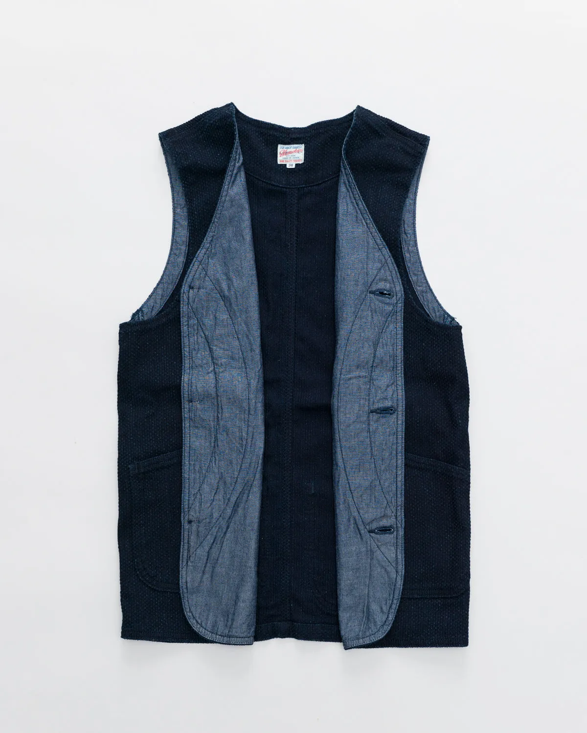 04-062 - Sashiko Hunting Vest - Indigo sold by Dant product image thumbnail 2