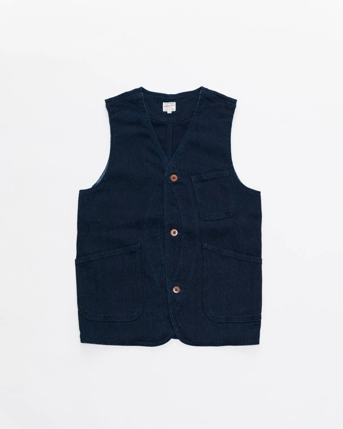 04-062 - Sashiko Hunting Vest - Indigo sold by Dant