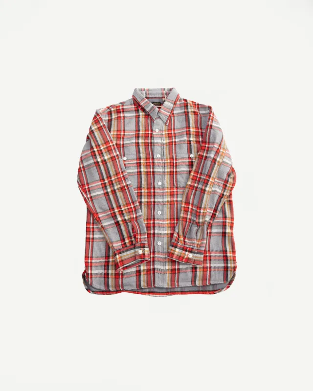 4094 - Original Cotton Check Flannel Work Shirt - Gray, Red made by Full Count
