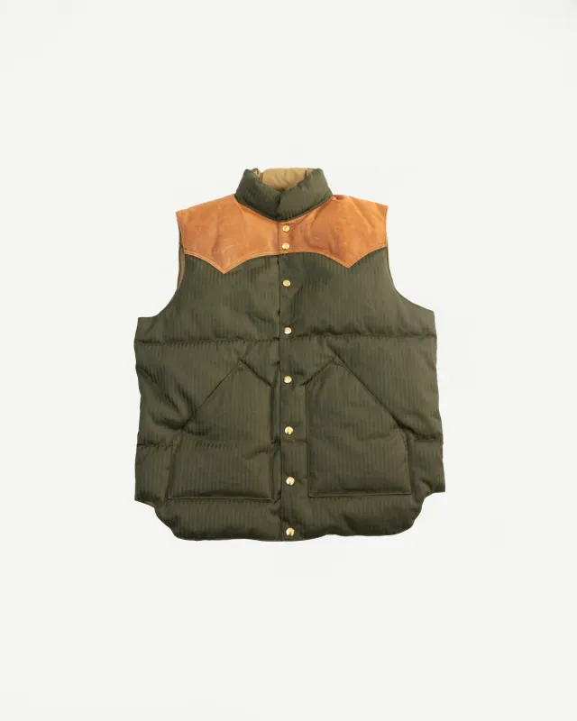 Lot 2236 - Rocky Mountain x Warehouse HBT Down Vest - OD Green made by WAREHOUSE & CO.