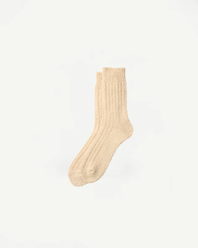 R1613 - Recycled Cotton Bouclé Crew Socks - Ecru made by ROTOTO