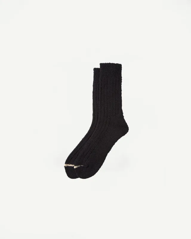 R1613 - Recycled Cotton Bouclé Crew Socks - Black made by ROTOTO