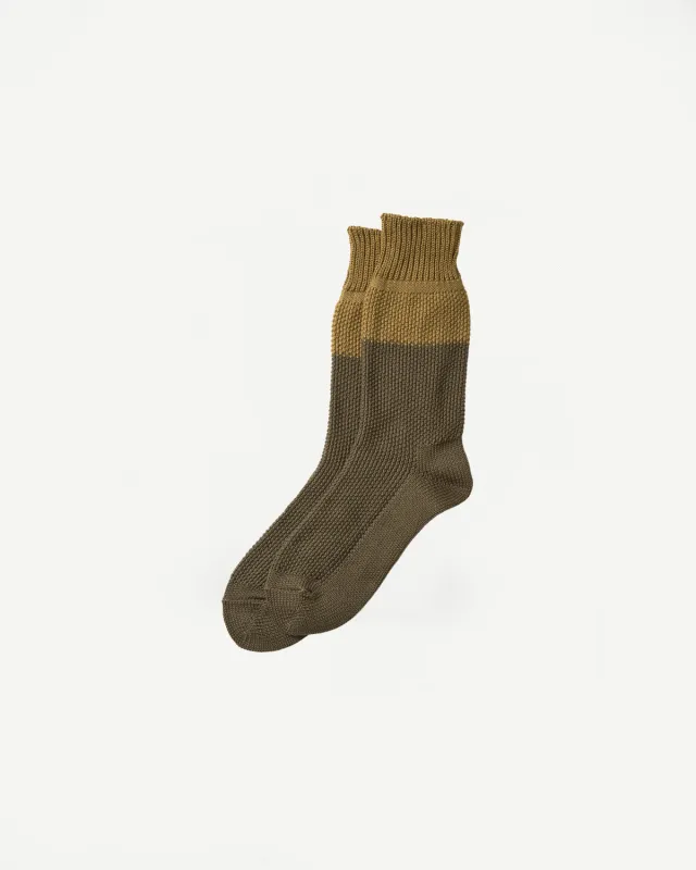 R1610 - Seed Stitch Socks - Light Olive, O.D. Green made by ROTOTO