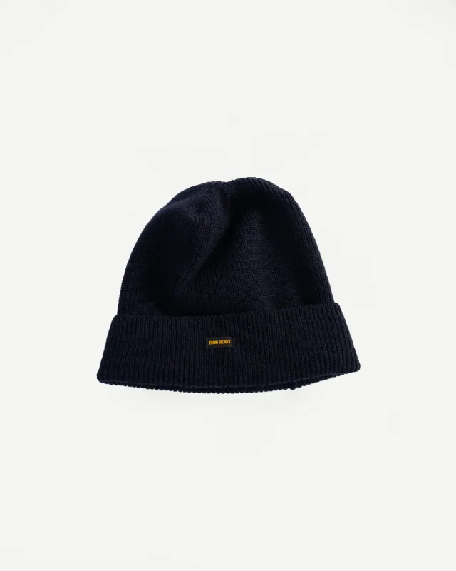 IHG-080-NAV - 100% Wool Ribbed Beanie - Navy Blue sold by Dant