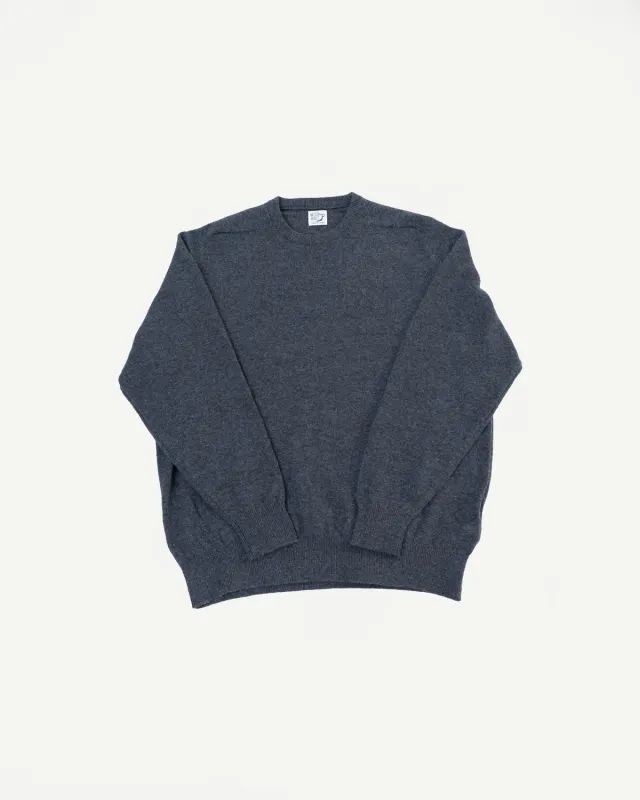 01-0050-60 - Simple Wool Crewneck Sweater - Charcoal Gray made by orSlow