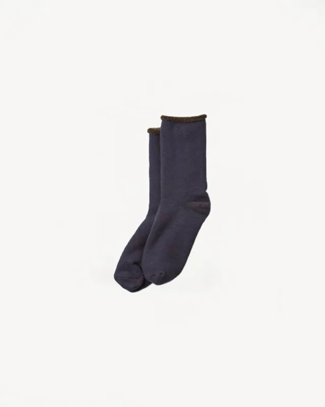 R1434 - Double Face Cozy Sleeping Socks "Extra Fine Merino" - Navy, Brown made by Dant