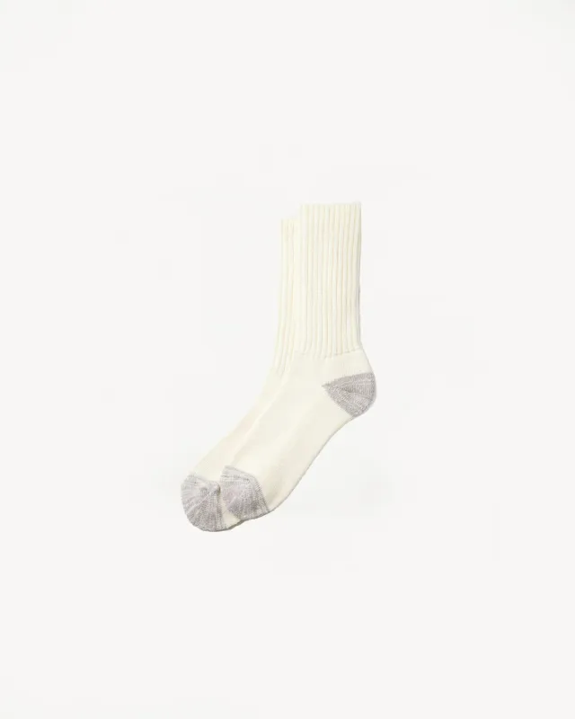 R1255 - Coarse Ribbed Old School Crew Socks - Ecru made by ROTOTO