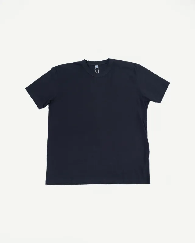 SS-5011-IDBK - Jersey Crew Neck Short Sleeve T-shirt - Black Indigo made by Pure Blue Japan