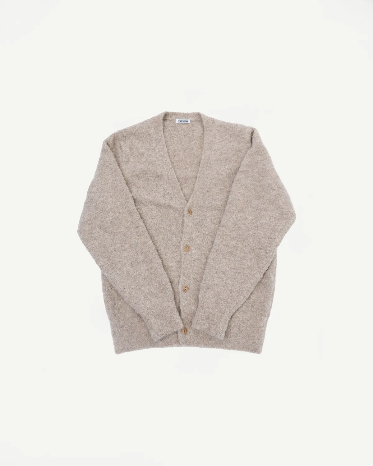 V-Neck Cardigan Boucle Alpaca - Khaki sold by Dant