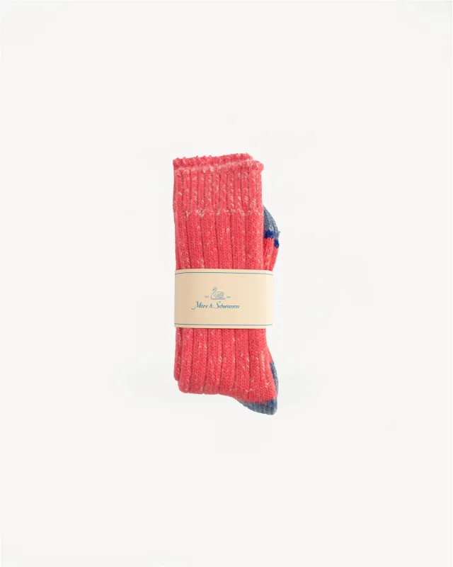 MW72.35502 - Extra Fine Merino Wool Socks - Raspberry, Nature Melange made by Merz B. Schwanen