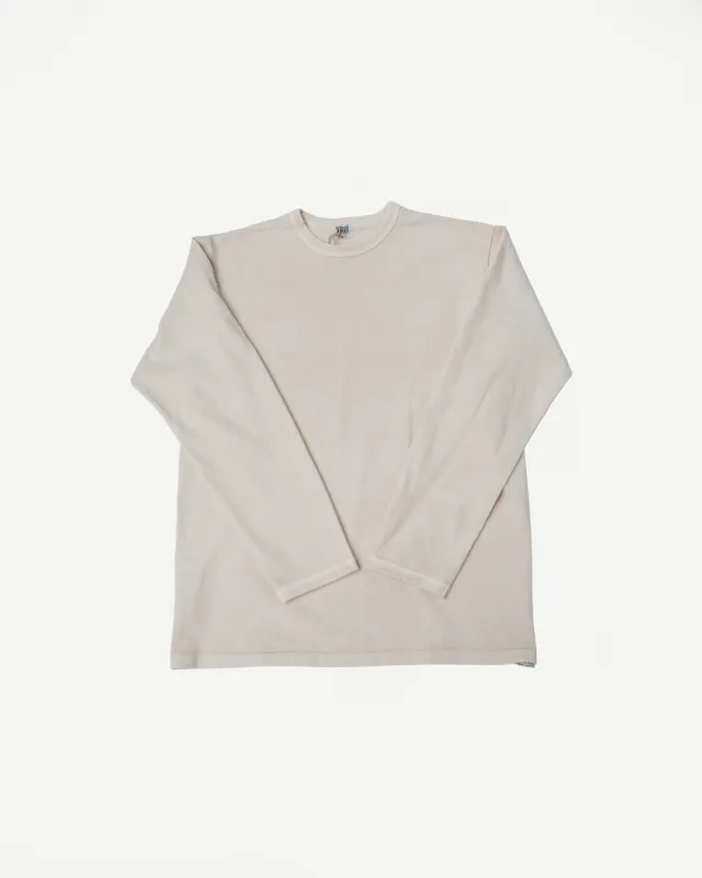 "Stand Wheel" Heavyweight Long Sleeve Pigment Dyed Tee - Cream made by Dant