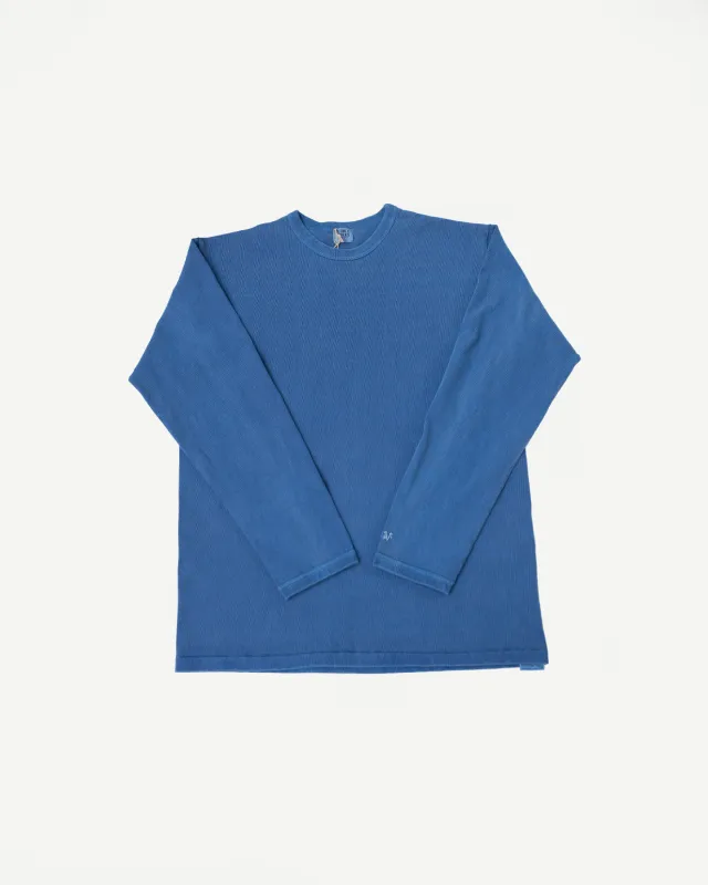 "Stand Wheel" Heavyweight Long Sleeve Pigment Dyed Tee - Light Indigo made by Dant