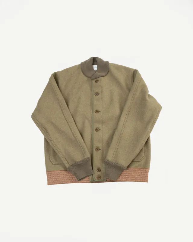 Lot 2233 - A-1 Style Melton Wool Jacket  - OD Green made by WAREHOUSE & CO.