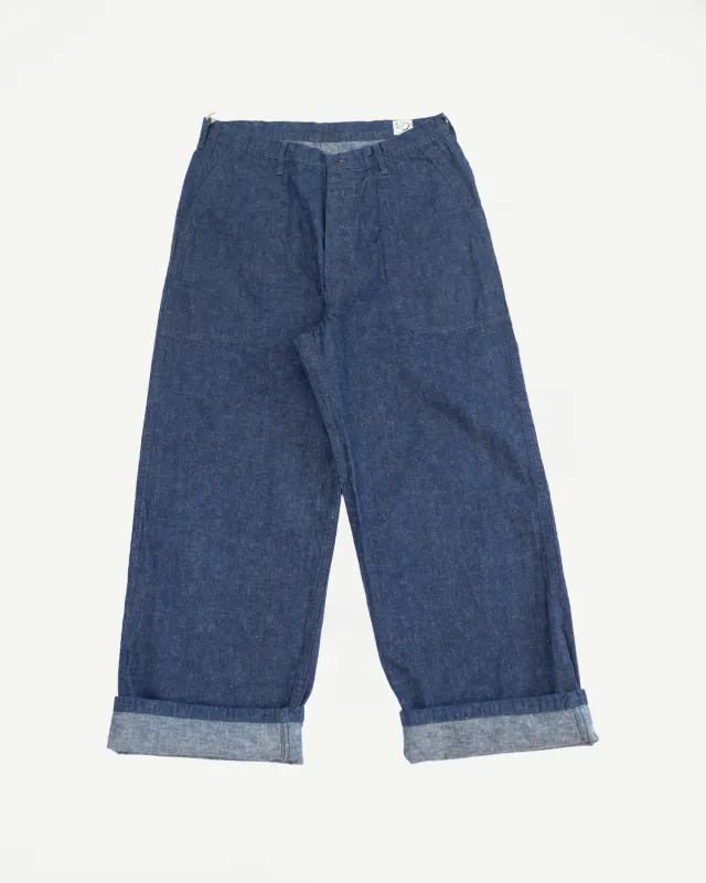 01-V5130-81K - US Navy Denim Wide Fit Selvedge Utility Pants - Indigo OW made by orSlow