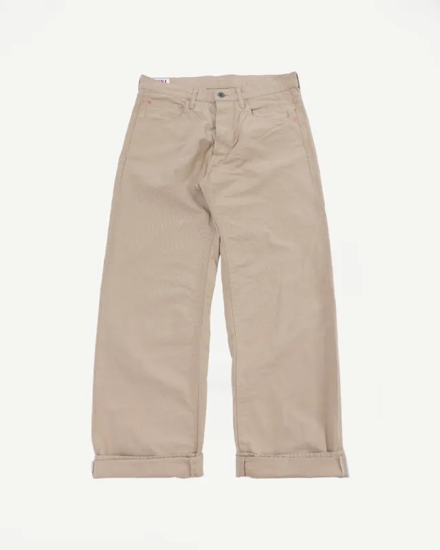 200-8BE - 8oz "Beige Betacham" Selvedge Chambray Pants - Wide Straight made by Oni