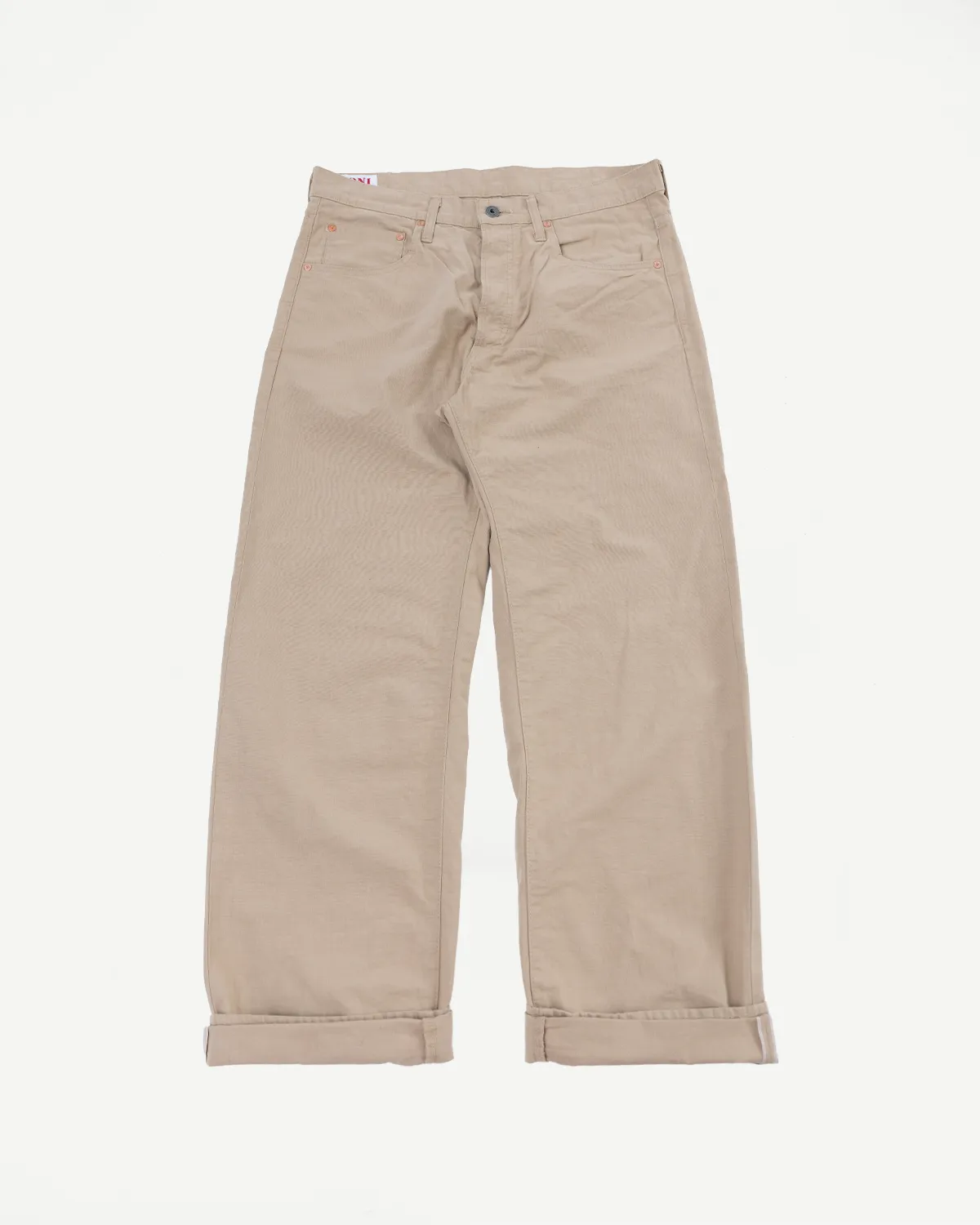 200-8BE - 8oz "Beige Betacham" Selvedge Chambray Pants - Wide Straight sold by Dant