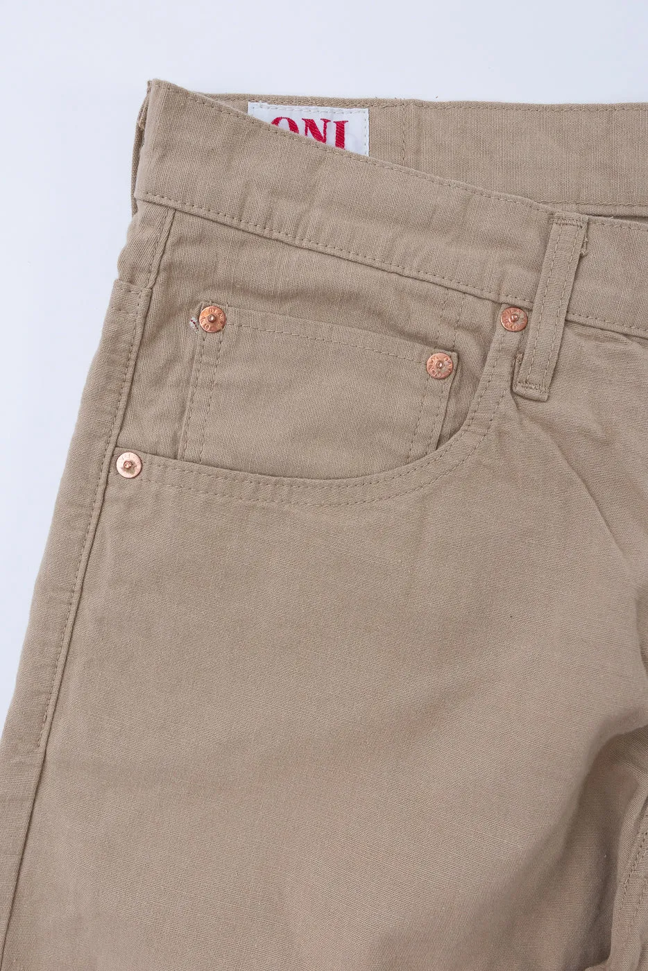200-8BE - 8oz "Beige Betacham" Selvedge Chambray Pants - Wide Straight sold by Dant product image thumbnail 4
