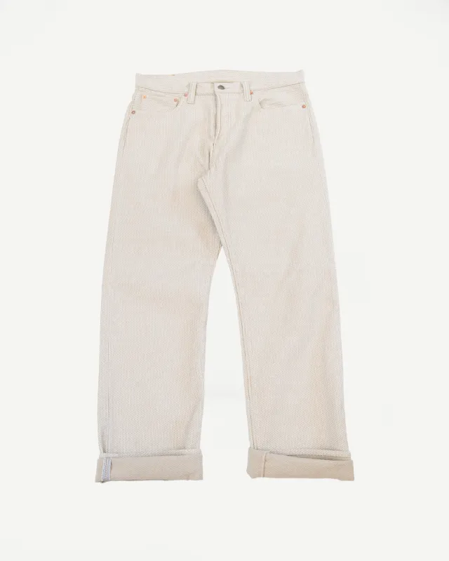 1178-IV - Sashiko Denim Regular Fit - Ivory x Beige sold by Dant