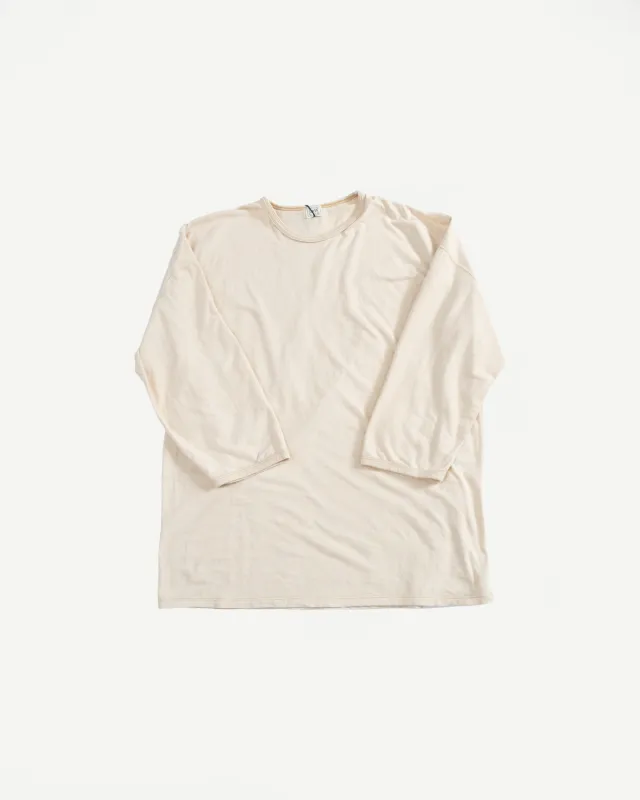 LRC1117 - Supima Cotton 3/4 Sleeve Crew - Old Ivory made by Loop & Weft