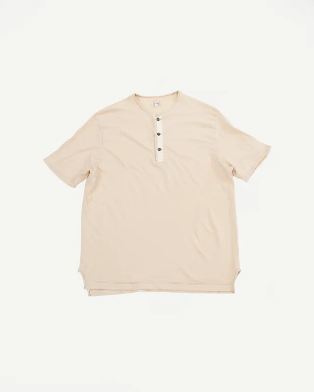 LRH1040 - Supima Cotton Henley - Old Ivory made by Loop & Weft