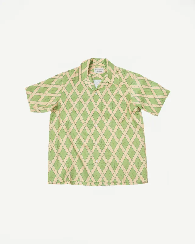 SSA25-01 - "Narahira" Snake Pattern Shirt - Green made by Samurai Jeans