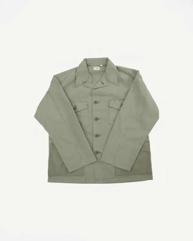 01-8346-16 - 4-Pocket Fatigue Shirt Herringbone Twill - Green made by orSlow