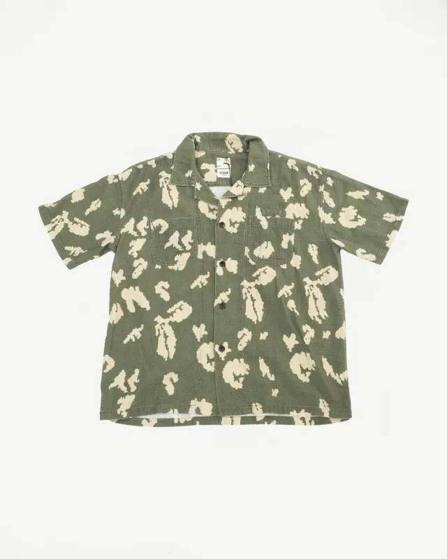 M-I-001 - Cloud Camo Mesh Aloha Shirt - Mint, Off White sold by Dant