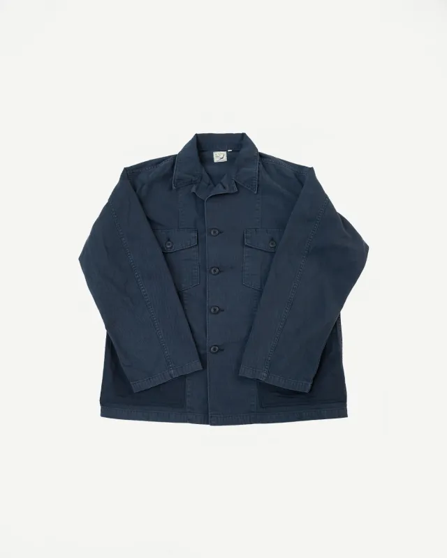 01-8346-02 - 4-Pocket Fatigue Shirt Herringbone Twill - Navy made by orSlow