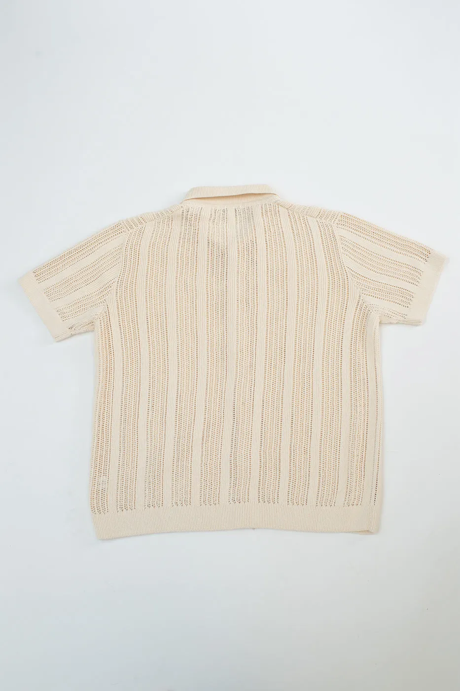 Short Sleeve Mesh Stripe Knit Shirt - Ecru sold by Dant product image thumbnail 5