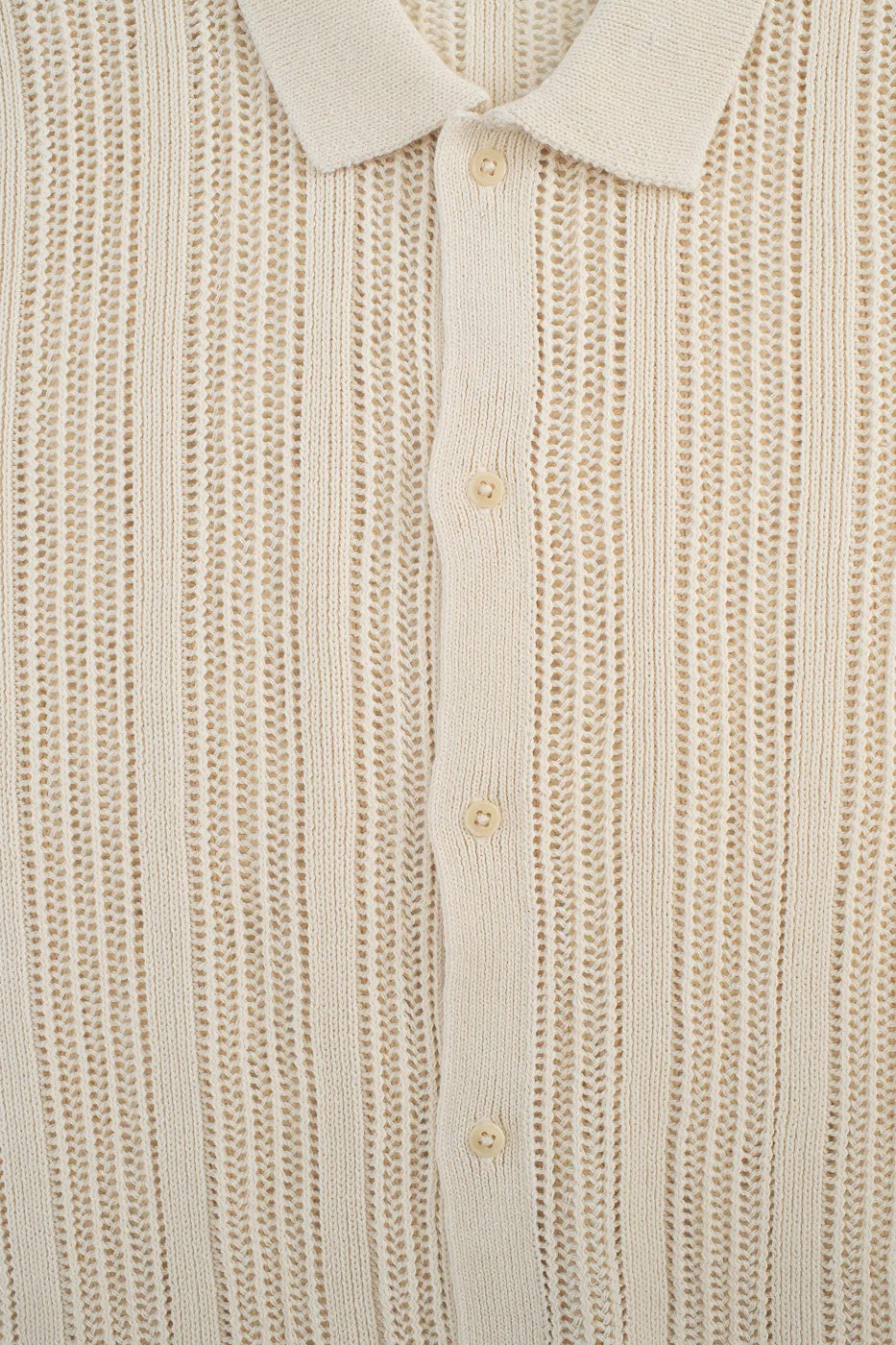 Short Sleeve Mesh Stripe Knit Shirt - Ecru sold by Dant product image thumbnail 4