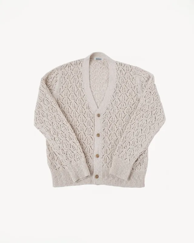 Classic Cardigan Flamme Lace Knit - Ecru made by 3sixteen