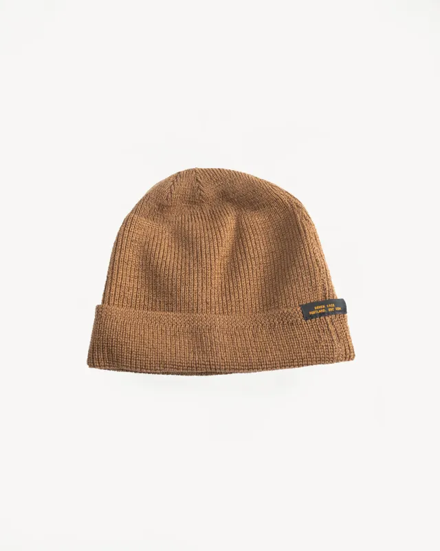 Wool Knit Watch Cap - Dark Tan made by Dehen 1920