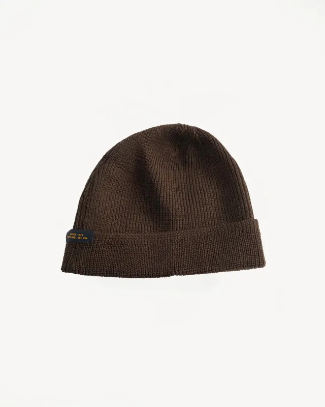 Wool Knit Watch Cap - Brown made by Dehen 1920