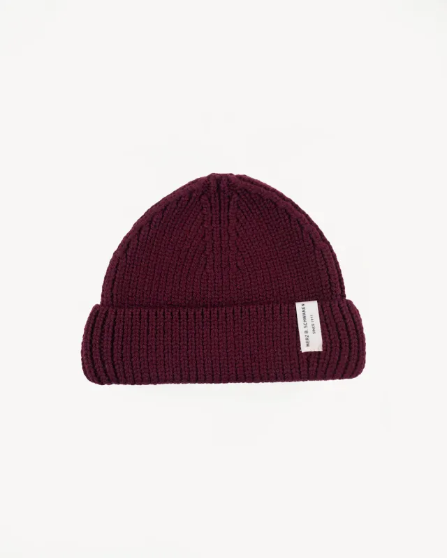 MWBN02.506 - Ribbed Structure Sturdy Beanie Merino Wool - Burgundy sold by Dant