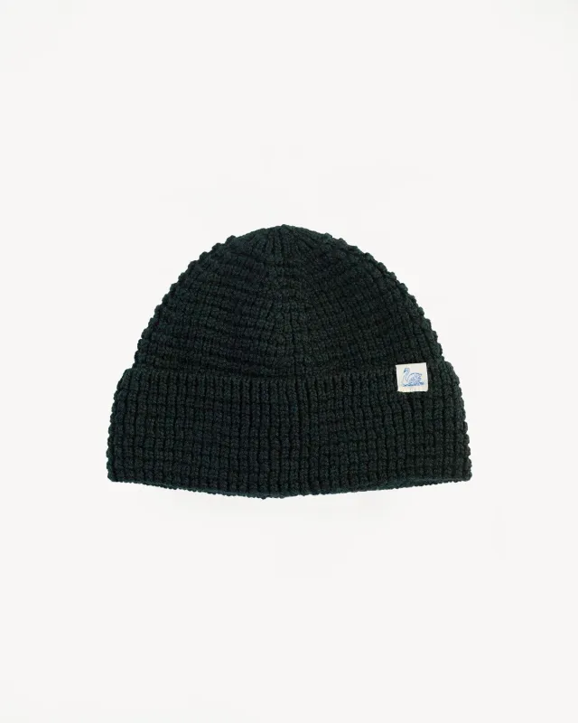 MWBN06.614 - Waffle Structure Sturdy Beanie Merino Wool - Dark Teal made by Merz B. Schwanen