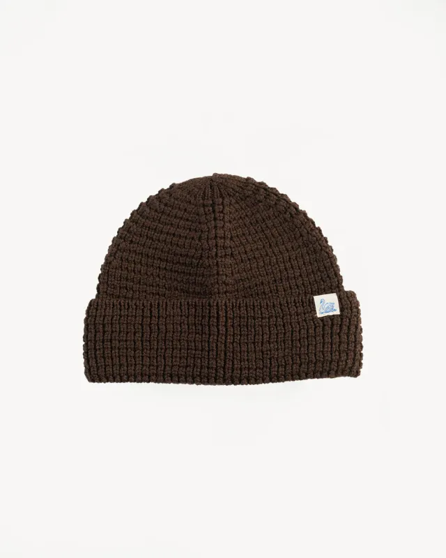 MWBN06.19 - Waffle Structure Sturdy Beanie Merino Wool - Coffee made by Merz B. Schwanen