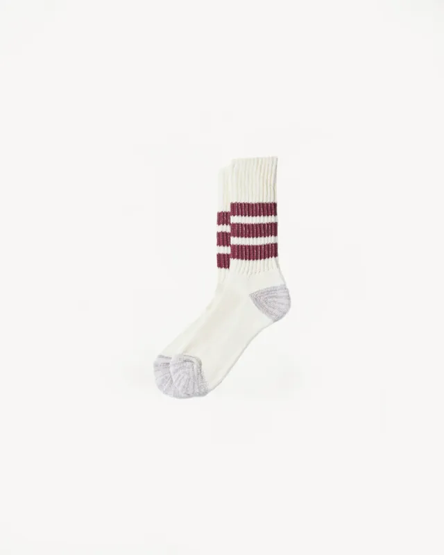 R1255 - Coarse Ribbed Old School Crew Socks - Bordeaux made by ROTOTO