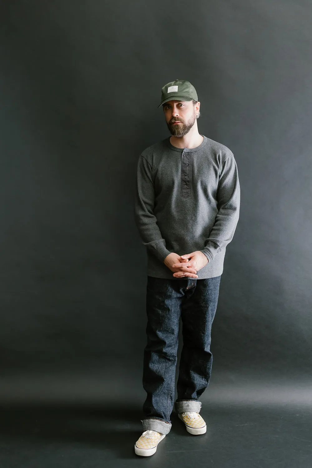 5502H - Cotton Rib Henley Neck L/S Shirt - Charcoal Black sold by Dant product image thumbnail 5